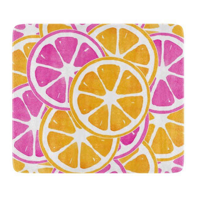 Orange Pink Citrus Slices Cutting Board (Front)