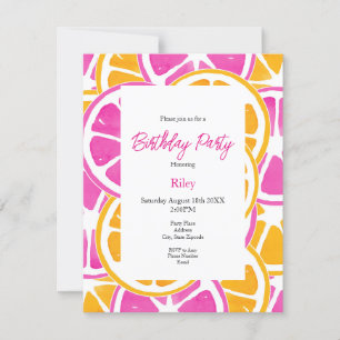 Orange Pink Citrus Slices Invitation
