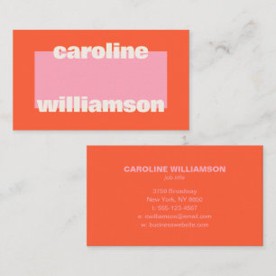 Orange Pink Colour Block Bold Retro Personal Brand Business Card