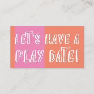 Orange & Pink Colour Block Playful Play Date Calling Card