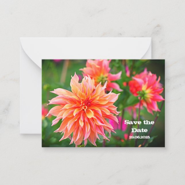 Orange & Pink Dahlia Save the Date Birthday Invite (Front)