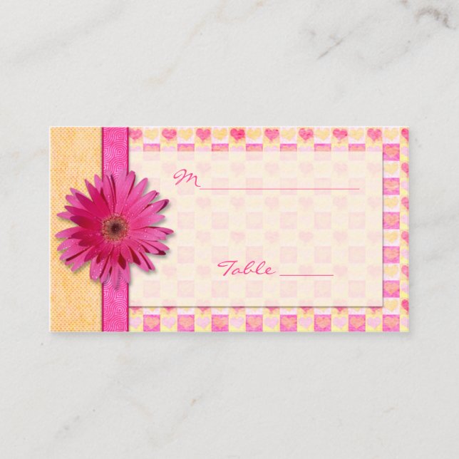 Orange Pink Daisy Special Occasion Place Card (Front)
