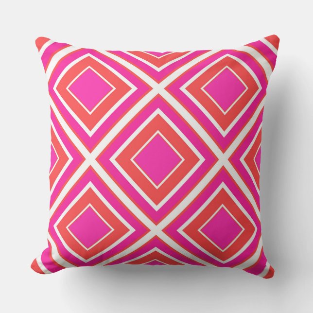 Orange Pink Diamond Geometric Cushion (Front)