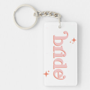 Orange PINK Disco Bride Bridal Party hen DO  Key Ring