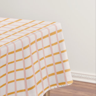 Orange Pink Dopamine Grid Modern Tablecloth