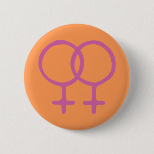 Orange/Pink Double Female 6 Cm Round Badge