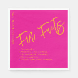 Orange Pink Engagement Party Fun facts Wedding Napkin