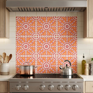 Orange & Pink Ethnic Mosaic Geometric Pattern Tile