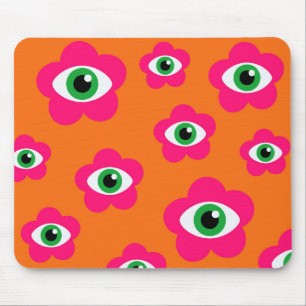 Orange&Pink Evil Eye Flowers Mouse Pad