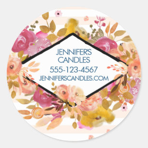 Orange & Pink Floral Bouquet Business Classic Round Sticker