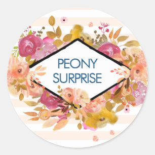 Orange & Pink Floral Bouquet Candle/Soap Classic Round Sticker