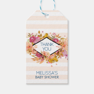 Orange & Pink Floral Bouquet w/ Diamond Frame Gift Tags