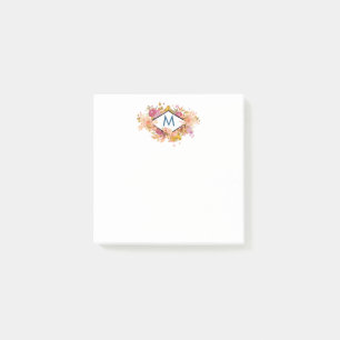 Orange & Pink Floral Bouquet w/ Diamond Frame Post-it Notes