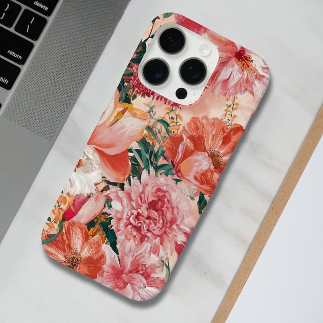 Orange Pink Floral Pattern Case-Mate iPhone Case (Creator Uploaded)