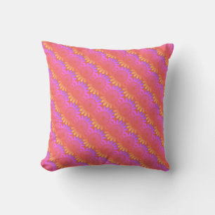 Orange Pink Floral Patterns Vintage Rustic Boho Cushion