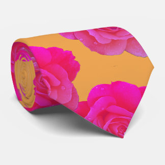 Orange Pink Floral Rose Stylish Gift Party Favor Tie
