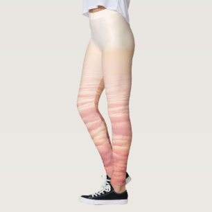 Orange Pink Fluffy Clouds Sky Leggings