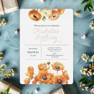 Orange Pink Garden Floral Birthday Party Rose Gold