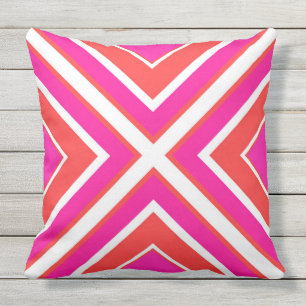 Orange Pink Geometric Outdoor Pillow