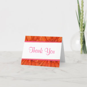 Orange Pink Gerbera Daisy Flower Thank You Card