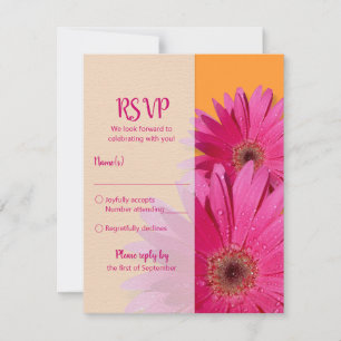 Orange & Pink Gerbera Daisy Wedding Response Card