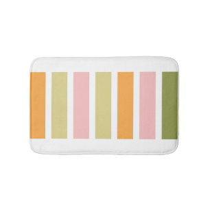 Orange Pink Gold and Green Stripes Bath Mat