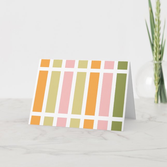Orange Pink Gold and Green Stripes Card (Front)