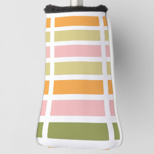 Orange Pink Gold and Green Stripes Golf Head Cover