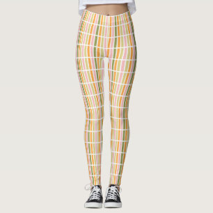 Orange Pink Gold and Green Stripes Leggings