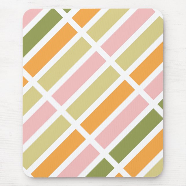 Orange Pink Gold and Green Stripes Mouse Mat (Front)