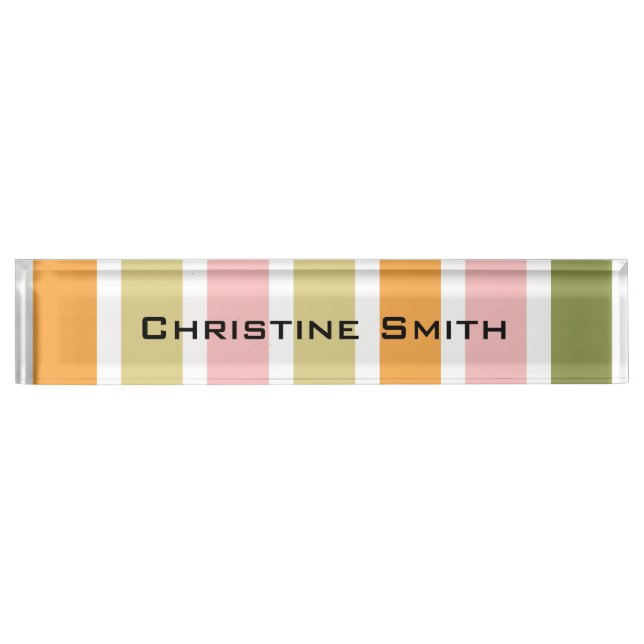 Orange Pink Gold and Green Stripes Nameplate (Front)