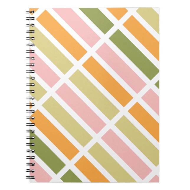 Orange Pink Gold and Green Stripes Notebook (Front)