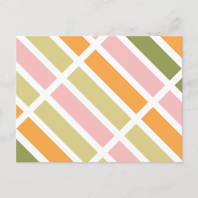Orange Pink Gold and Green Stripes Postcard (Front)