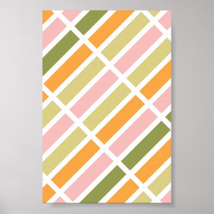 Orange Pink Gold and Green Stripes Poster
