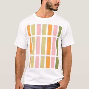 Orange Pink Gold and Green Stripes T-Shirt