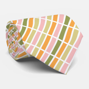 Orange Pink Gold and Green Stripes Tie