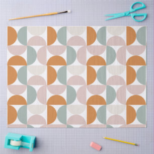 Orange Pink Green Modern Geometric Decoupage Tissue Paper