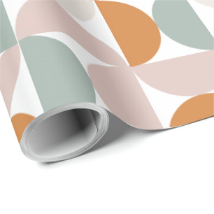 Orange Pink Green Modern Geometric Decoupage Wrapping Paper