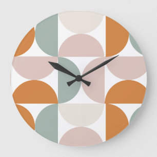 Orange Pink Green Modern Geometric  Large Clock