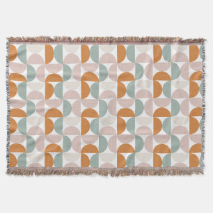 Orange Pink Green Modern Geometric Throw Blanket
