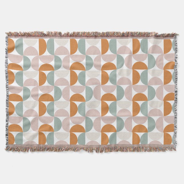 Orange Pink Green Modern Geometric  Throw Blanket (Front)