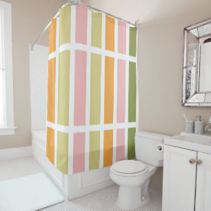 Orange Pink Green Tan Hues Shower Curtain