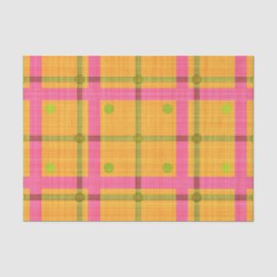 ORANGE PINK GREEN YELLOW PLAID POLKA DOTS TISSUE PAPER