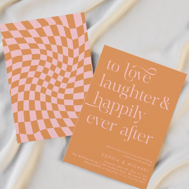 Orange & Pink Happily Ever After Casual Wedding  Invitation (Creator Uploaded)