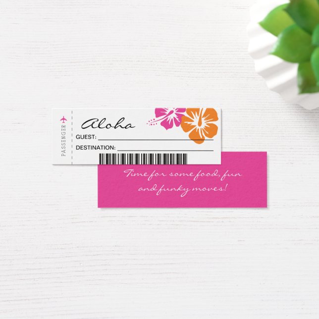 Orange Pink Hibiscus Flowers Wedding Seating Card (Desk)
