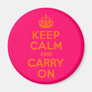 Orange Pink Keep Calm and Carry On Magnet