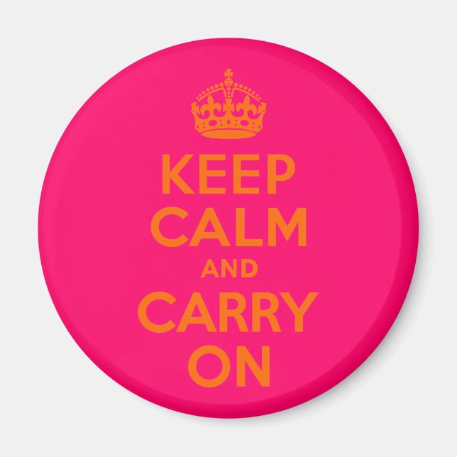 Orange Pink Keep Calm and Carry On Magnet (Front)