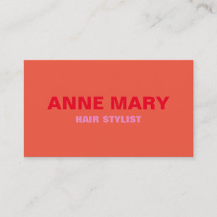 Orange Pink Modern Bold Bright Hair Stylist Salon Business Card