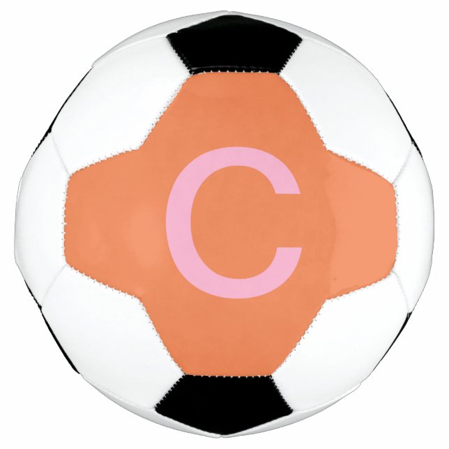 Orange Pink Monogram Initial Modern Custom Colour  Football (Front)