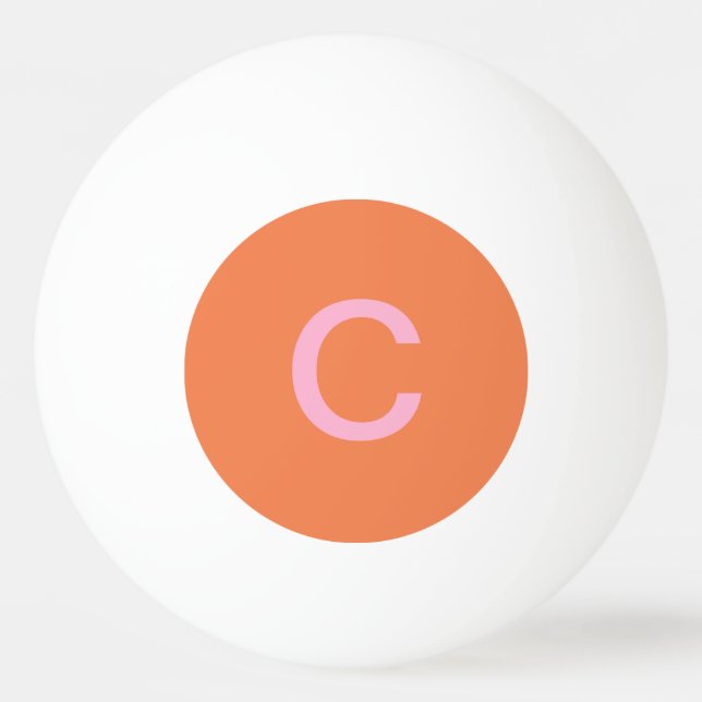 Orange Pink Monogram Initial Modern Custom Colour  Ping Pong Ball (Front)